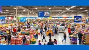 Walmart mağazasında alışveriş yapan müşteriler.