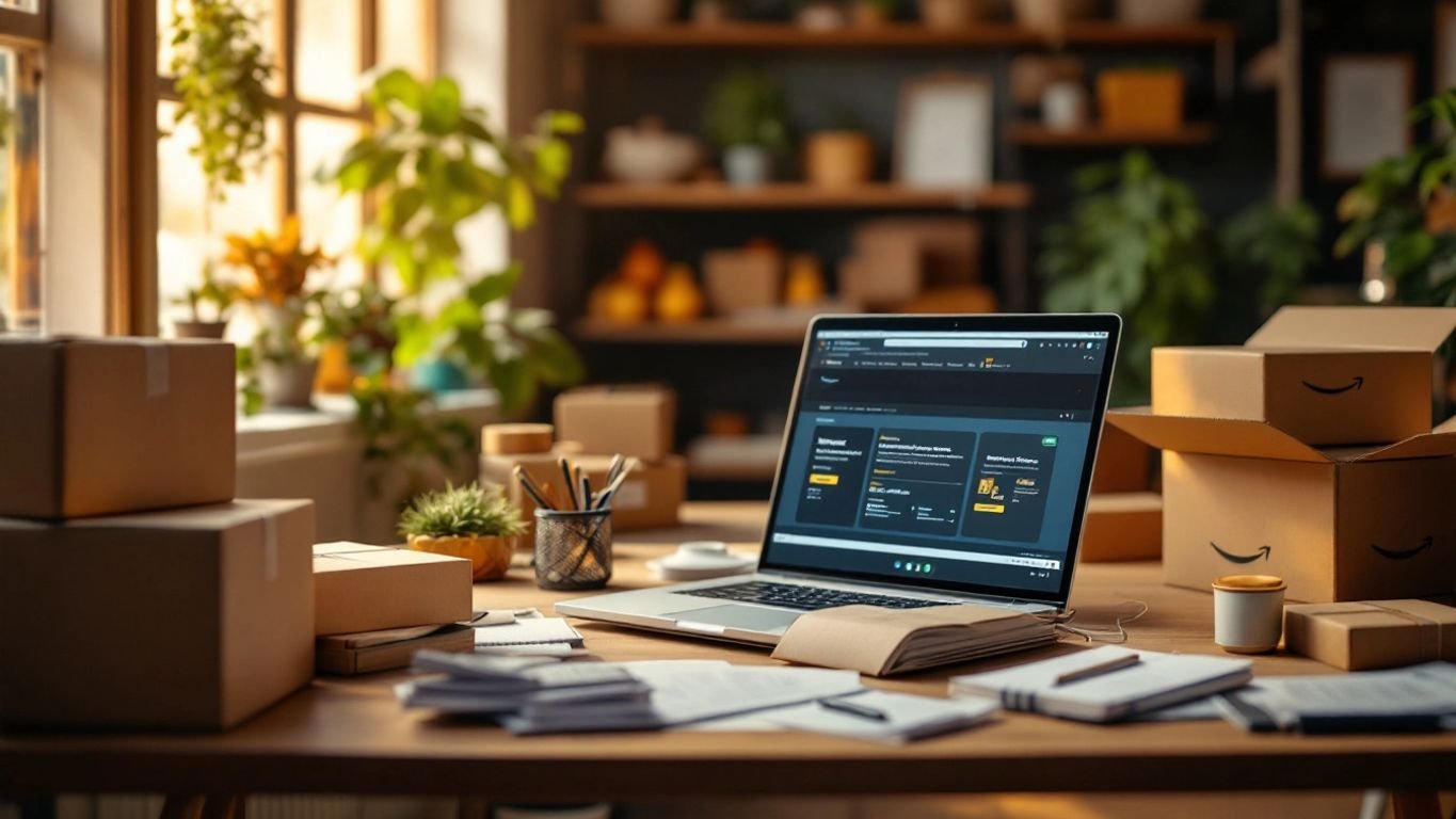 Amazon satıcısının düzenli çalışma alanı